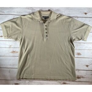Vintage Structure Men's Beige Ribbed Polo Shirt Short Sleve Casual Medium‎